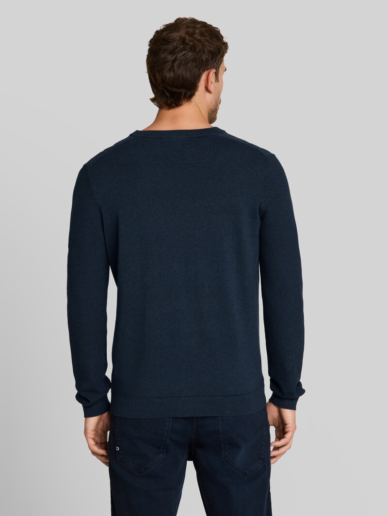 Tom Tailor Strickpullover aus Baumwolle - Mouline Blue Navy