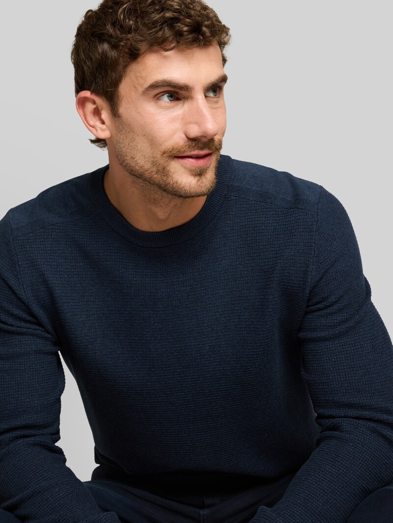 Tom Tailor Strickpullover aus Baumwolle - Mouline Blue Navy