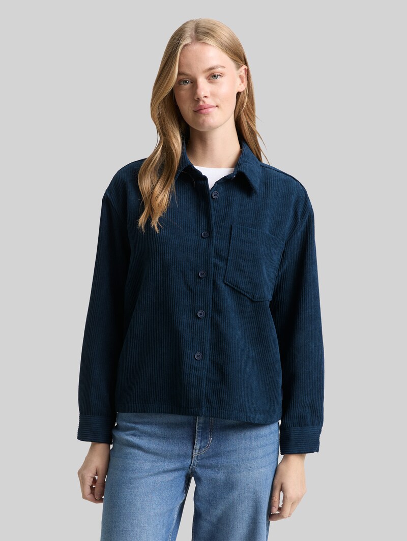 Tom Tailor Boxy Fit Cordbluse - Dark Sea Petrol Tom Tailor Boxy Fit Cordbluse - Dark Sea Petrol
