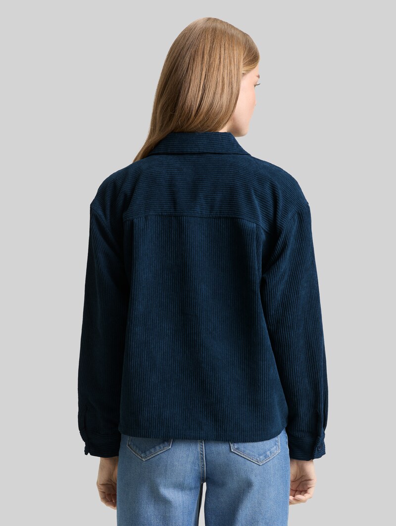Tom Tailor Boxy Fit Cordbluse - Dark Sea Petrol