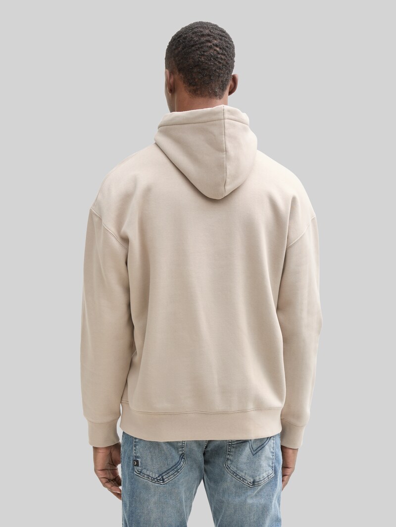 Tom Tailor Relaxed Hoodie Sweatshirt mit Logo-Print - Light Dove Grey