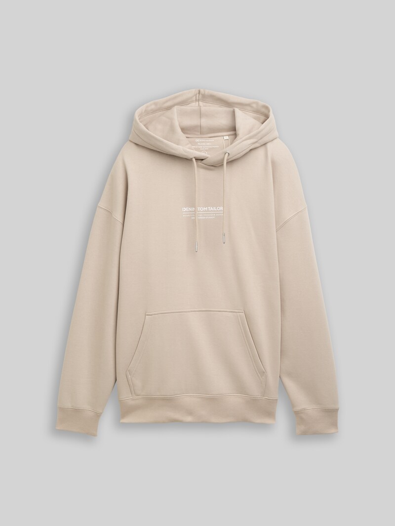 Tom Tailor Relaxed Hoodie Sweatshirt mit Logo-Print - Light Dove Grey