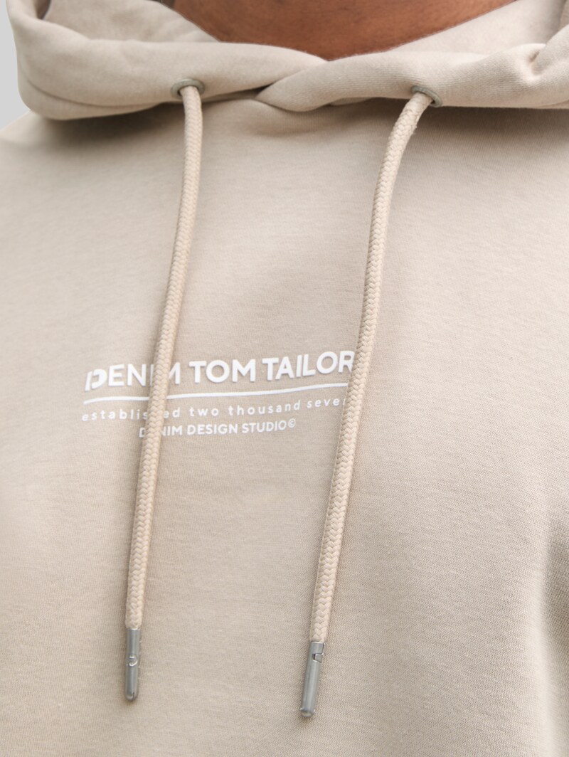 Tom Tailor Relaxed Hoodie Sweatshirt mit Logo-Print - Light Dove Grey