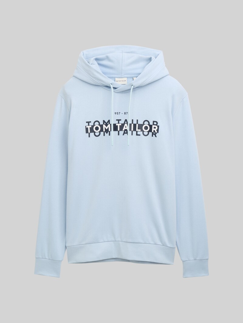 Tom Tailor Hoodie Sweatshirt mit Logo-Print - Light Metal Blue