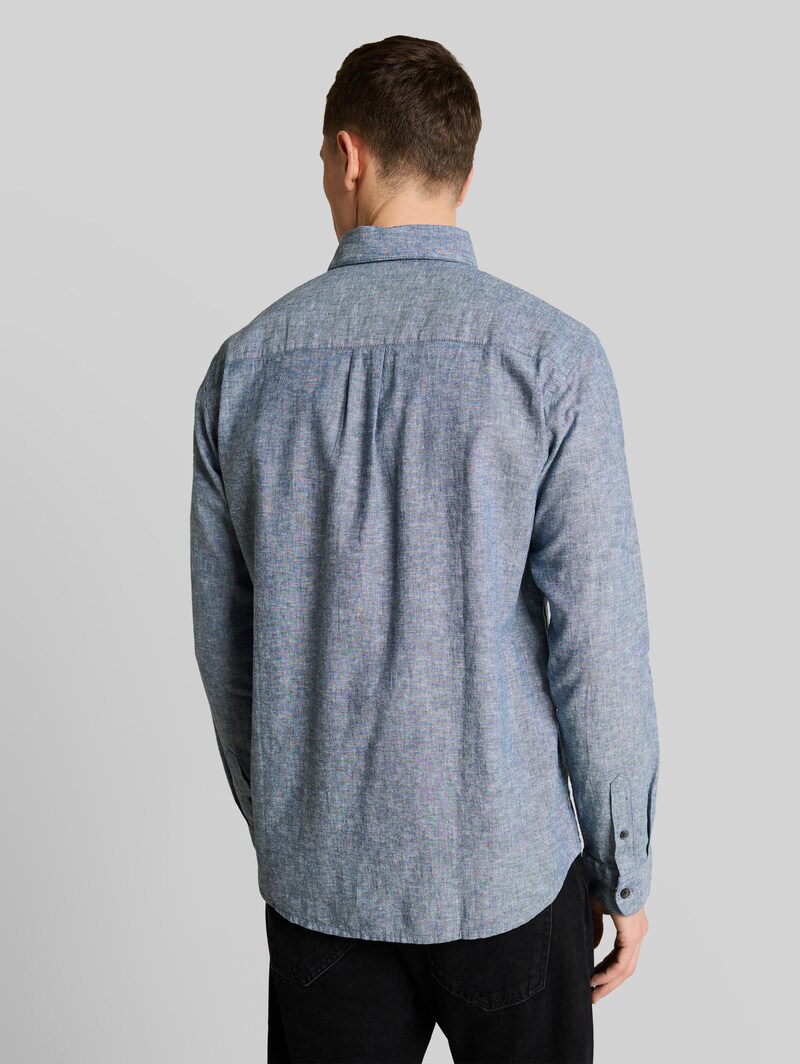 Tom Tailor Relaxed Fit Hemd mit Leinenanteil - Nighttime Blue Chambray