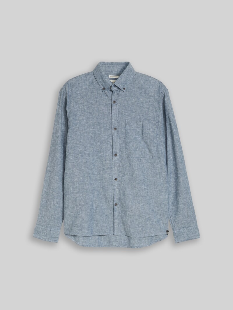 Tom Tailor Relaxed Fit Hemd mit Leinenanteil - Nighttime Blue Chambray