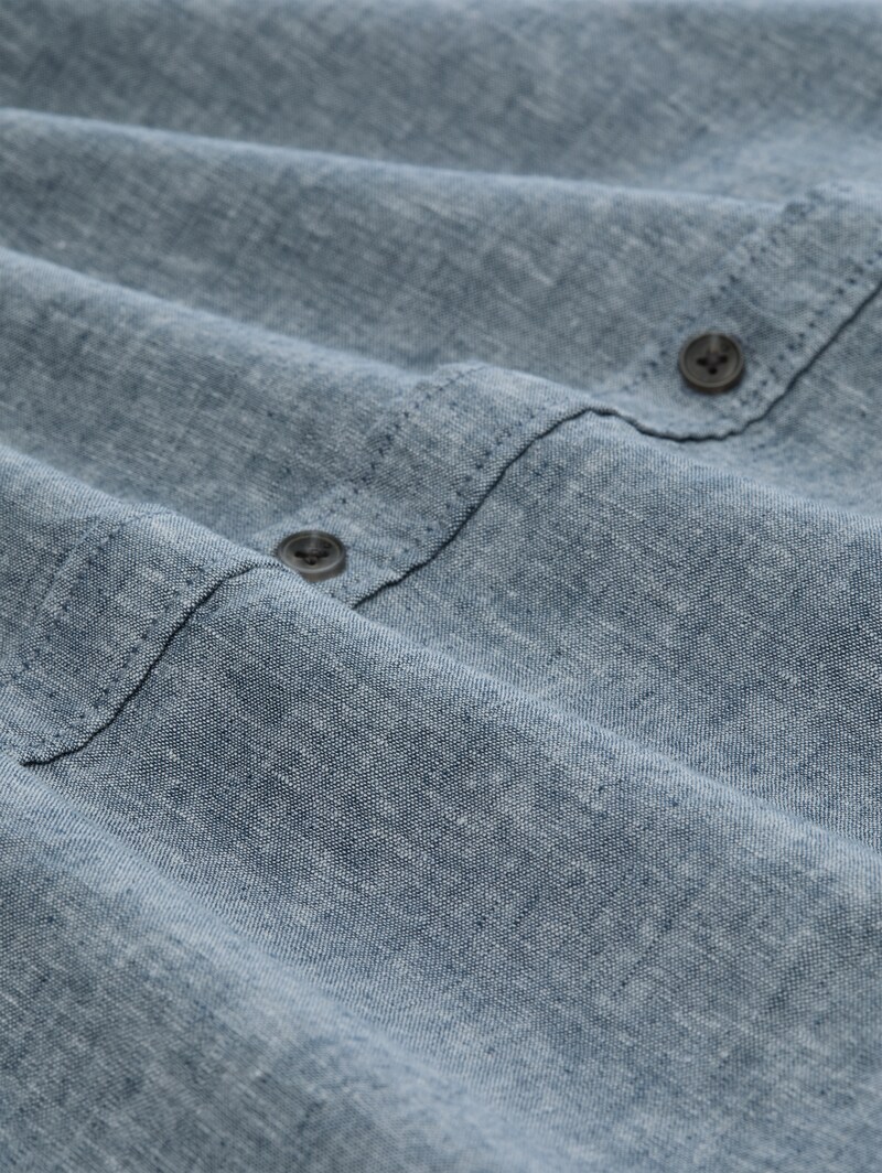 Tom Tailor Relaxed Fit Hemd mit Leinenanteil - Nighttime Blue Chambray