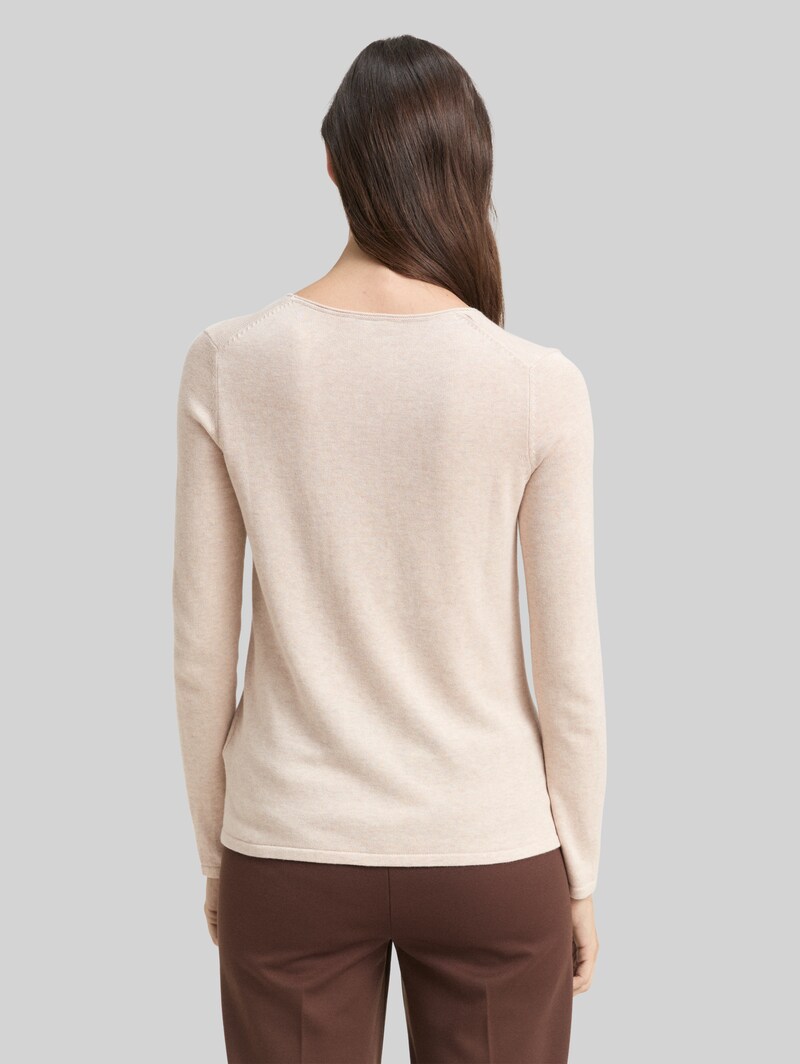 Tom Tailor Pullover mit V-Ausschnitt - Desert Sand Melange