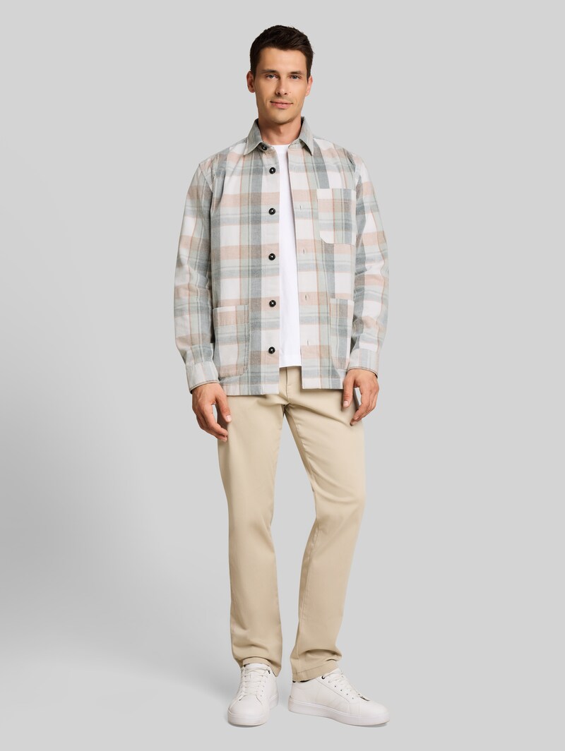 Tom Tailor Cord Overshirt mit Karomuster - Off White Mint Check