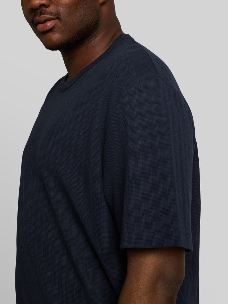 Tom Tailor Plus Size - T-Shirt mit Waffelstruktur - Sky Captain Blue