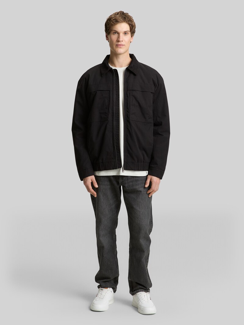 Tom Tailor Relaxed Fit Jacke mit Cord-Kragen - Black