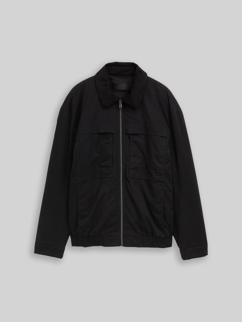 Tom Tailor Relaxed Fit Jacke mit Cord-Kragen - Black