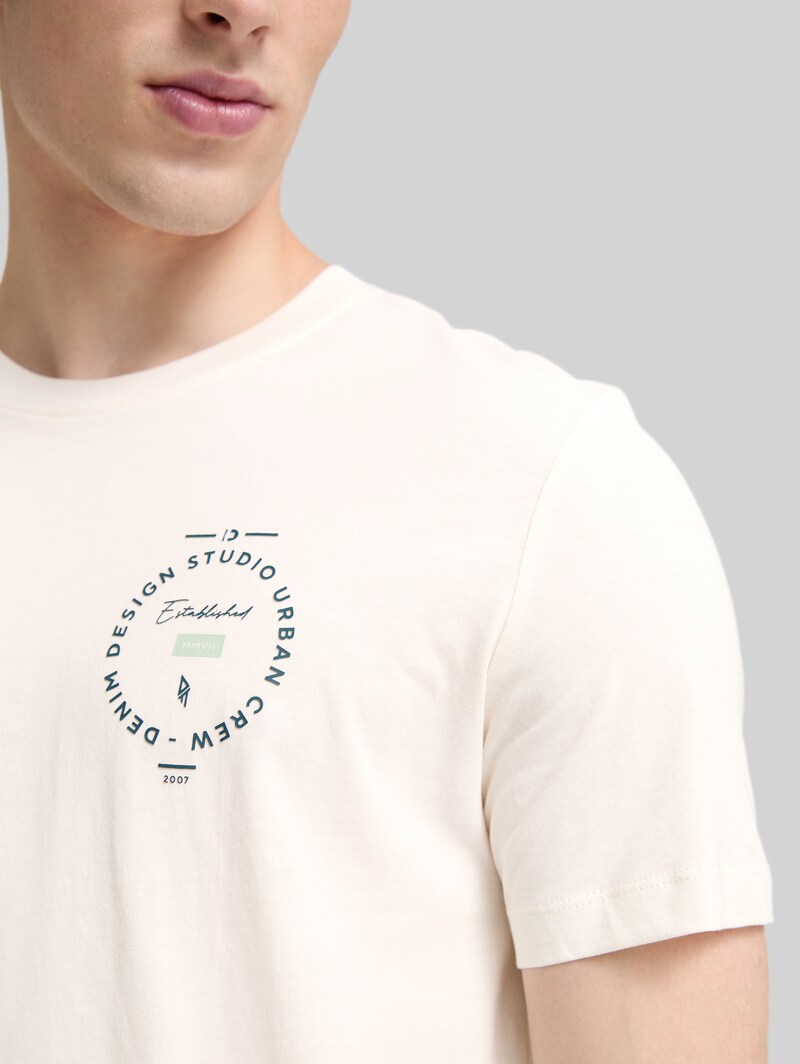 Tom Tailor T-Shirt mit Print - Gardenia White