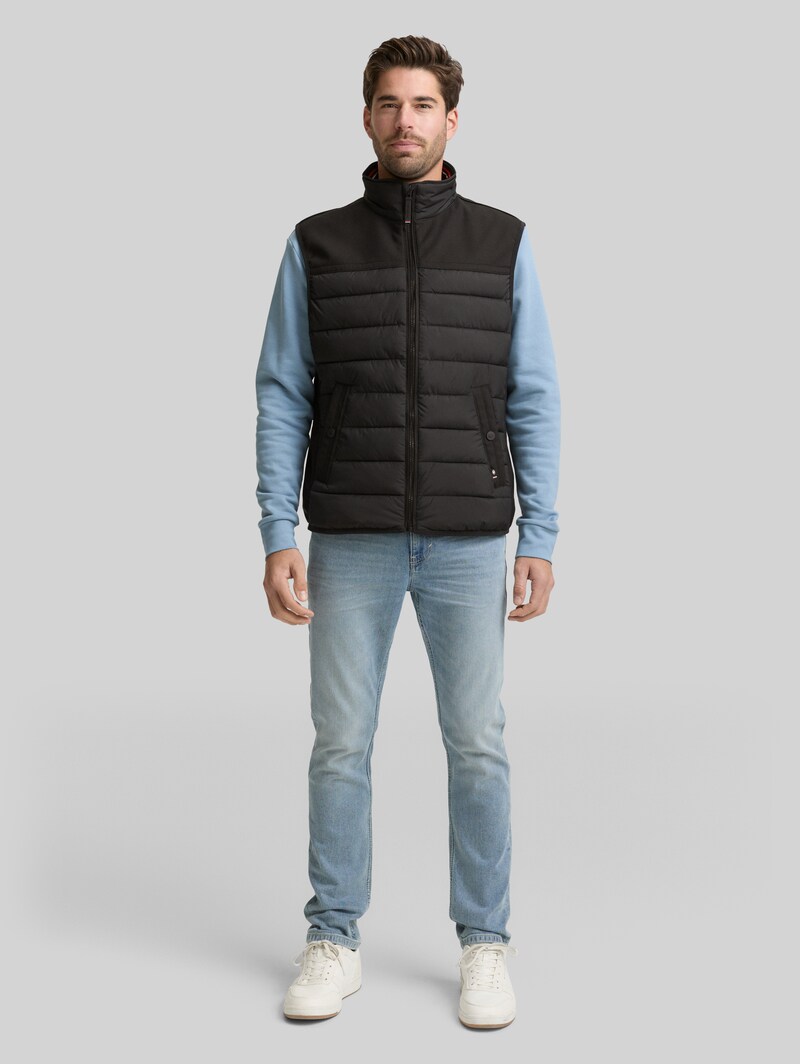 Tom Tailor Hybrid Steppweste mit Stehkragen - Black
