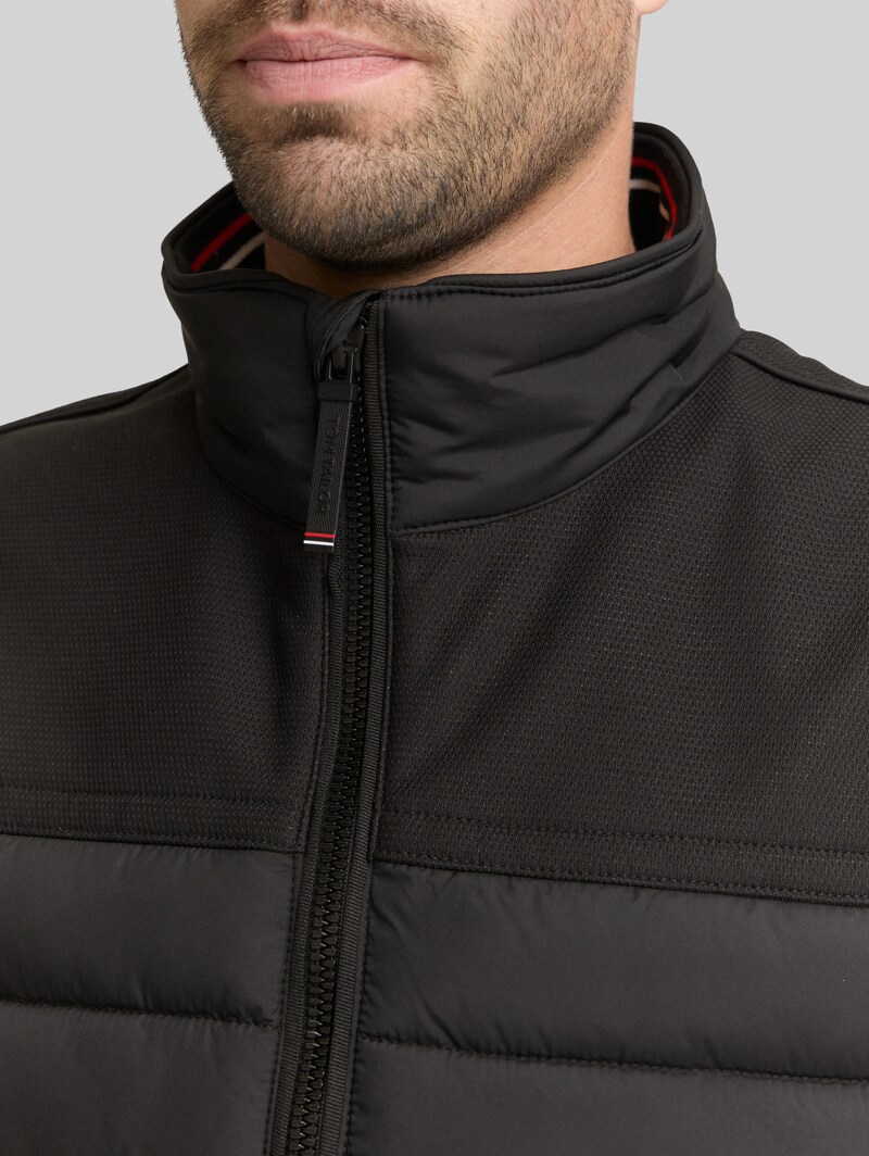 Tom Tailor Hybrid Steppweste mit Stehkragen - Black