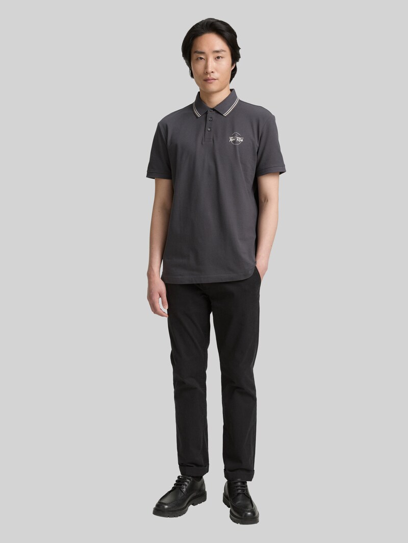 Tom Tailor Piqué Poloshirt mit print - Tarmac Grey