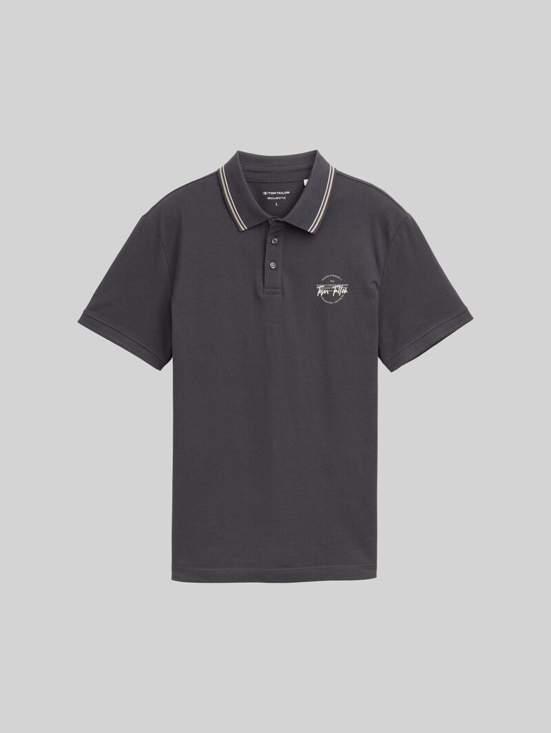 Tom Tailor Piqué Poloshirt mit print - Tarmac Grey