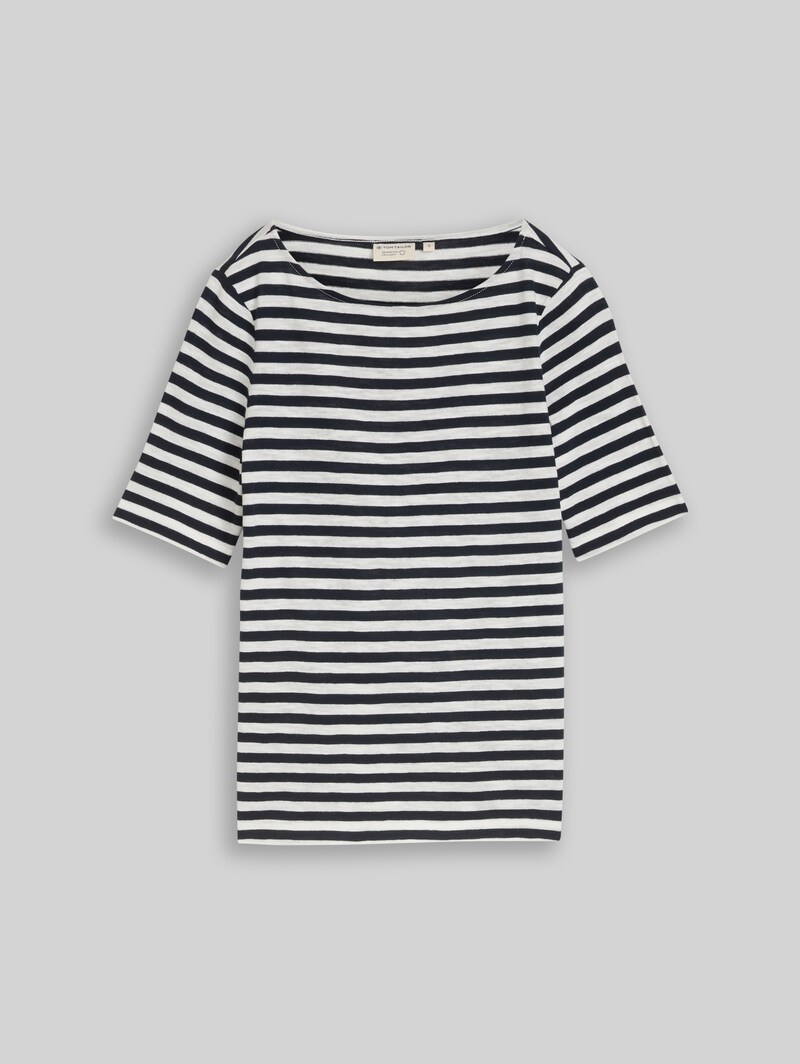 Tom Tailor T-Shirt mit Streifenmuster - Navy Offwhite Stripe