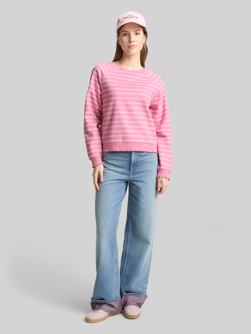 Tom Tailor Sweatshirt mit Streifenmuster - Pink White Stripe