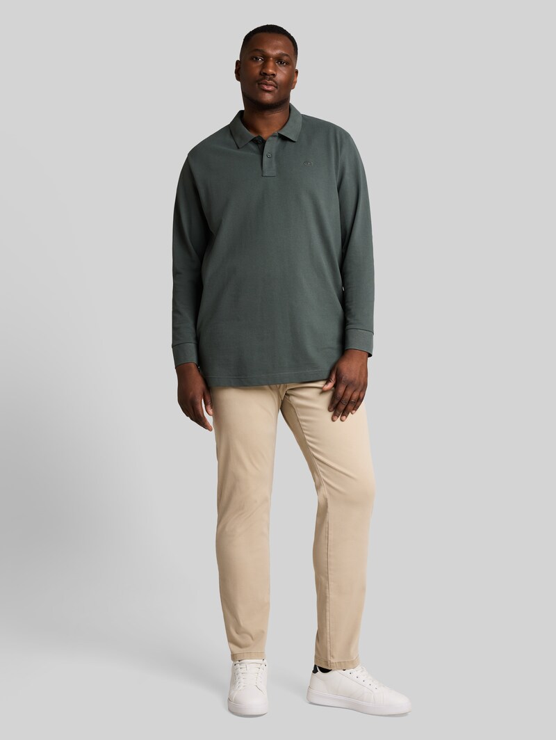 Tom Tailor Plus Size - Langarm Piqué Poloshirt - Darkest Olive