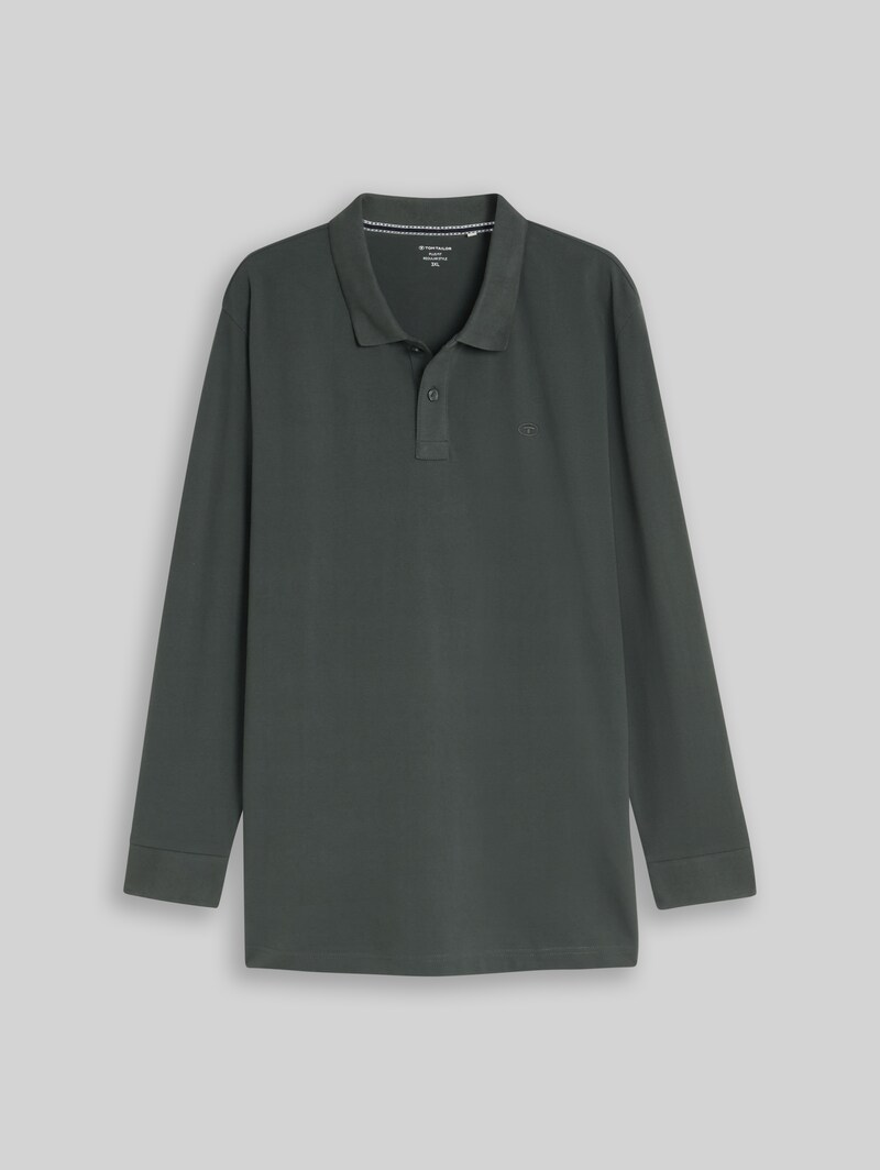 Tom Tailor Plus Size - Langarm Piqué Poloshirt - Darkest Olive