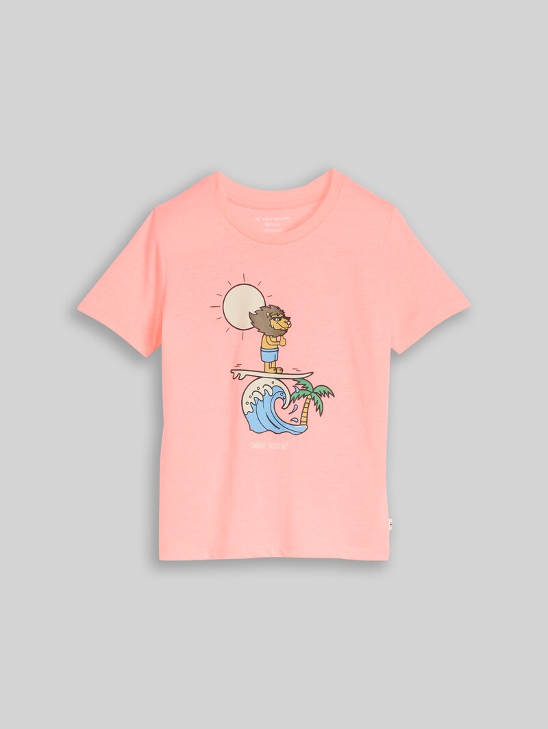 Tom Tailor T-Shirt mit UV-Print - Soft Neon Pink