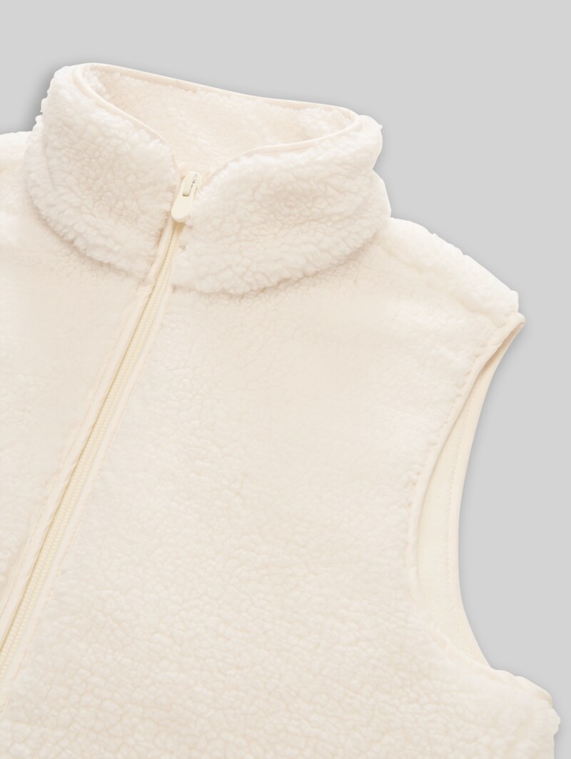 Tom Tailor Teddy-Weste - Light Creme Teddy