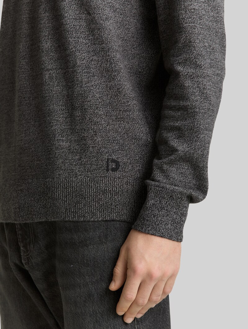 Tom Tailor Basic Strickpullover aus Baumwolle - Grey Tonal Mouline