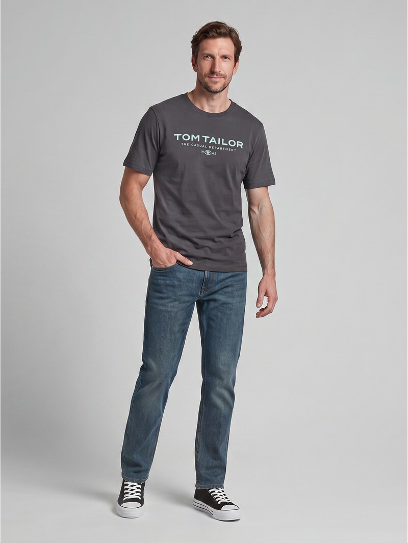 Tom Tailor T-Shirt aus Baumwolle mit Logo-Print - Tarmac Grey