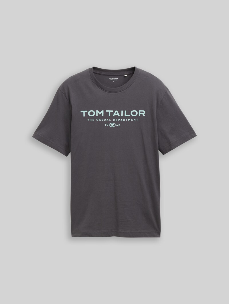 Tom Tailor T-Shirt aus Baumwolle mit Logo-Print - Tarmac Grey