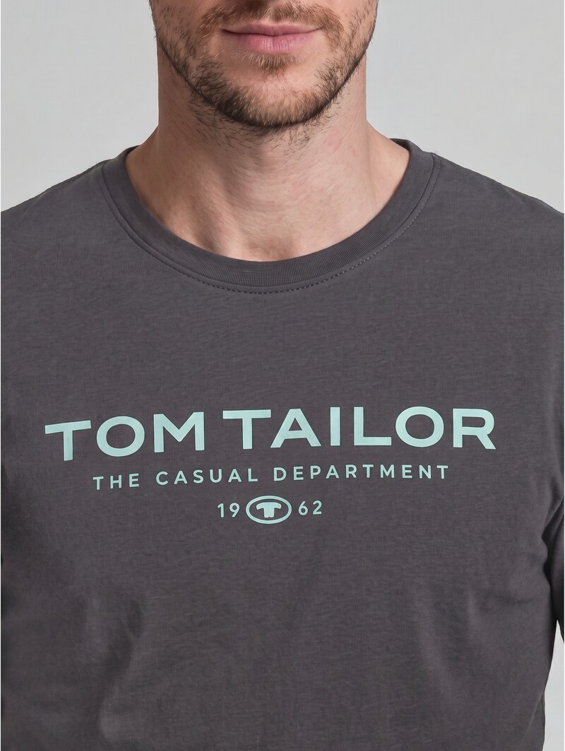 Tom Tailor T-Shirt aus Baumwolle mit Logo-Print - Tarmac Grey
