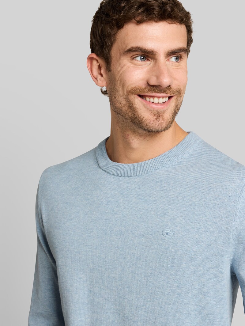 Tom Tailor Basic Strickpullover aus Baumwolle - Pale Blue Mélange