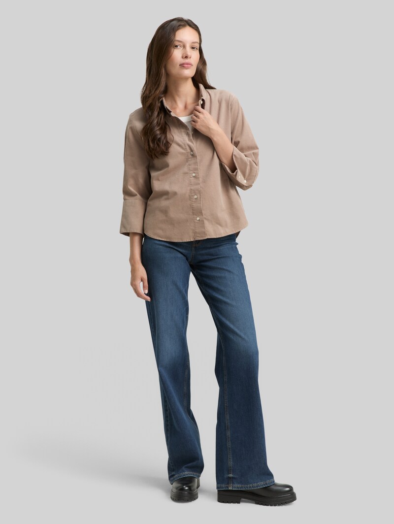 Tom Tailor Loose Fit Hemdbluse aus Cord - Soft Taupe Grey