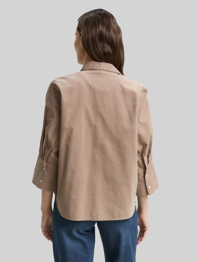 Tom Tailor Loose Fit Hemdbluse aus Cord - Soft Taupe Grey