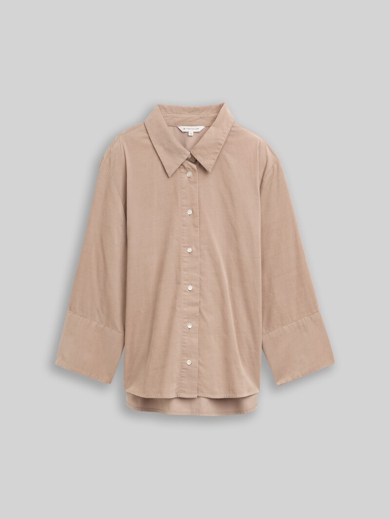 Tom Tailor Loose Fit Hemdbluse aus Cord - Soft Taupe Grey