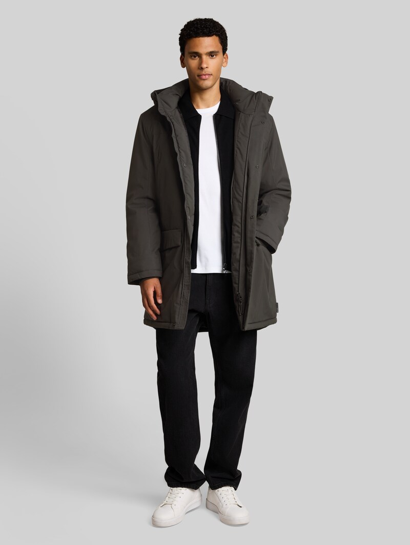 Tom Tailor Relaxed Fit Parka mit abnehmbarer Kapuze - Coal Mine Grey