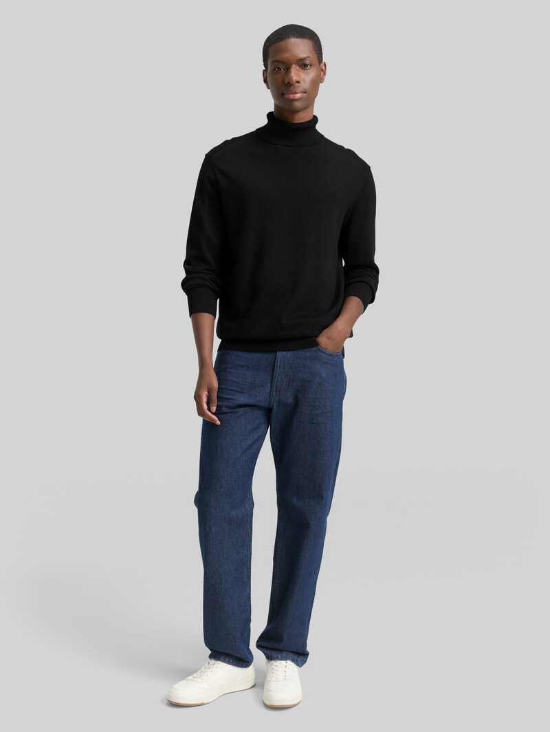 Tom Tailor Rollkragenpullover aus Baumwolle - Black