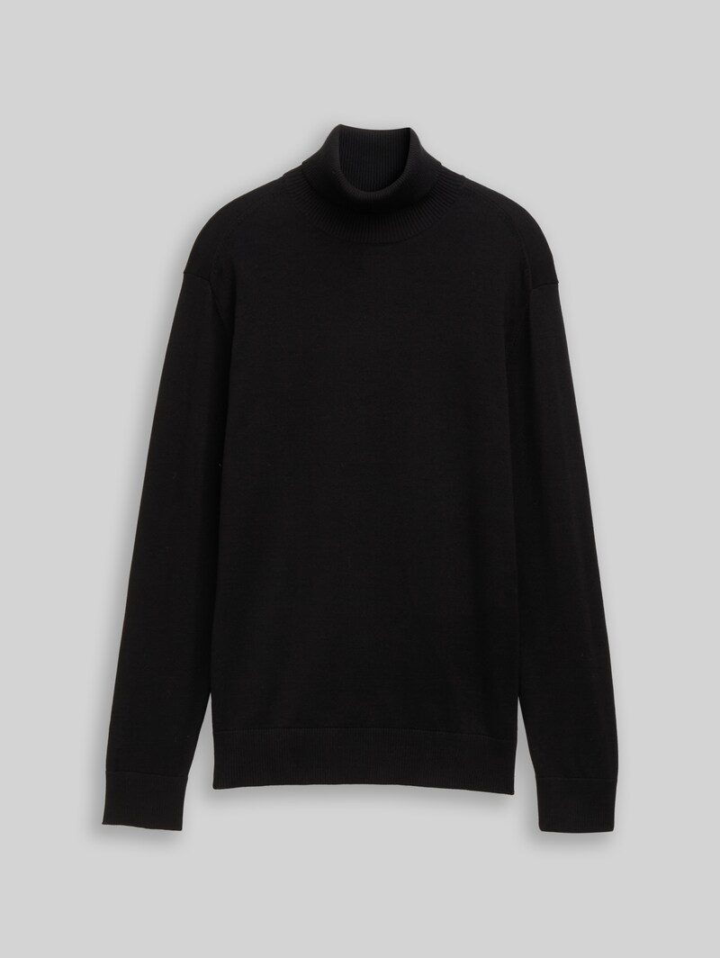 Tom Tailor Rollkragenpullover aus Baumwolle - Black