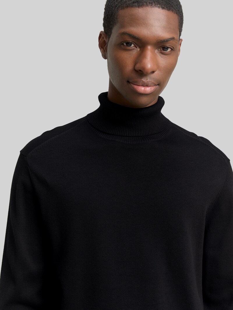 Tom Tailor Rollkragenpullover aus Baumwolle - Black