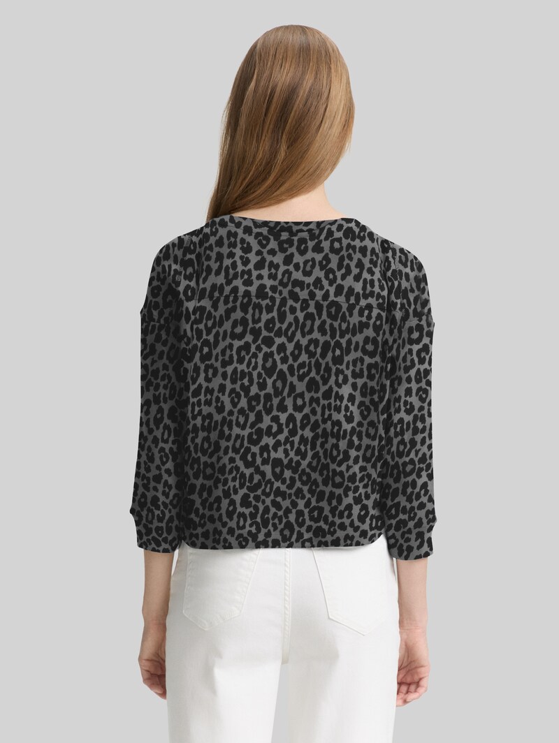 Tom Tailor Sweatshirt mit 7/8-Arm - Dark Grey Black Leo