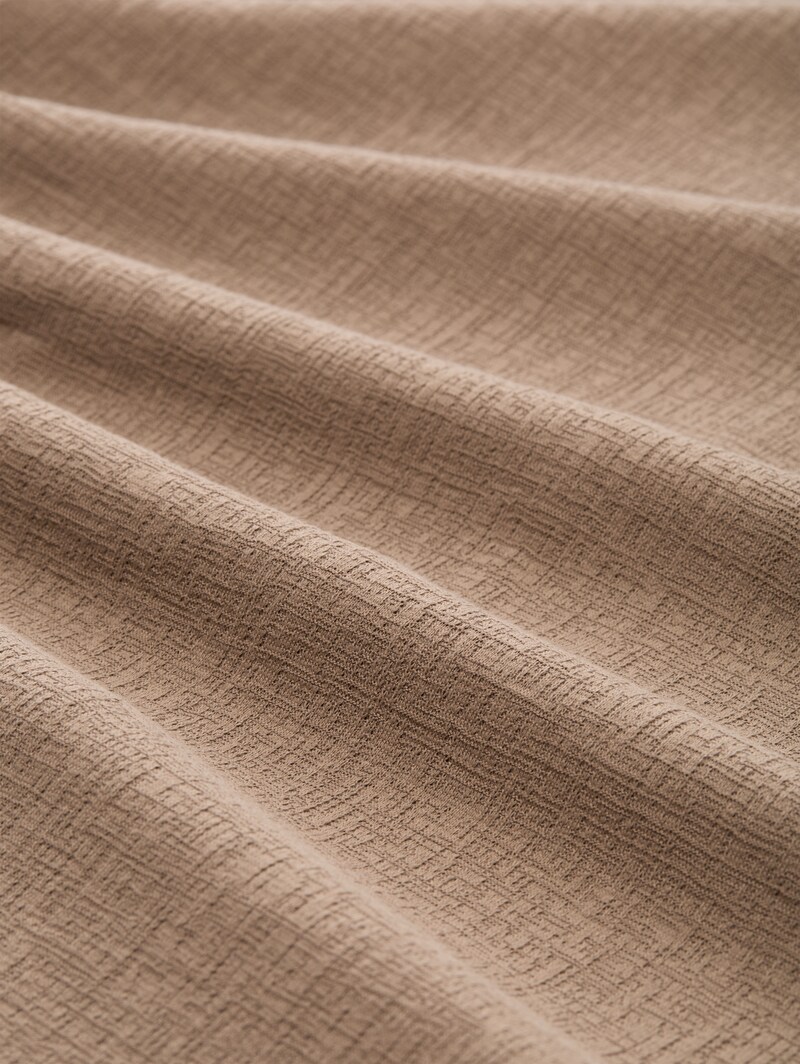 Tom Tailor Loose Fit T-Shirt mit Reverskragen - Taupe Grey