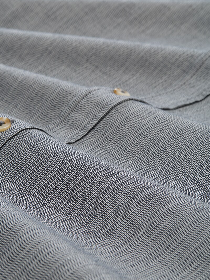 Tom Tailor Regular Fit Hemd mit verstellbarer Ärmellänge - Navy Sraight Structure