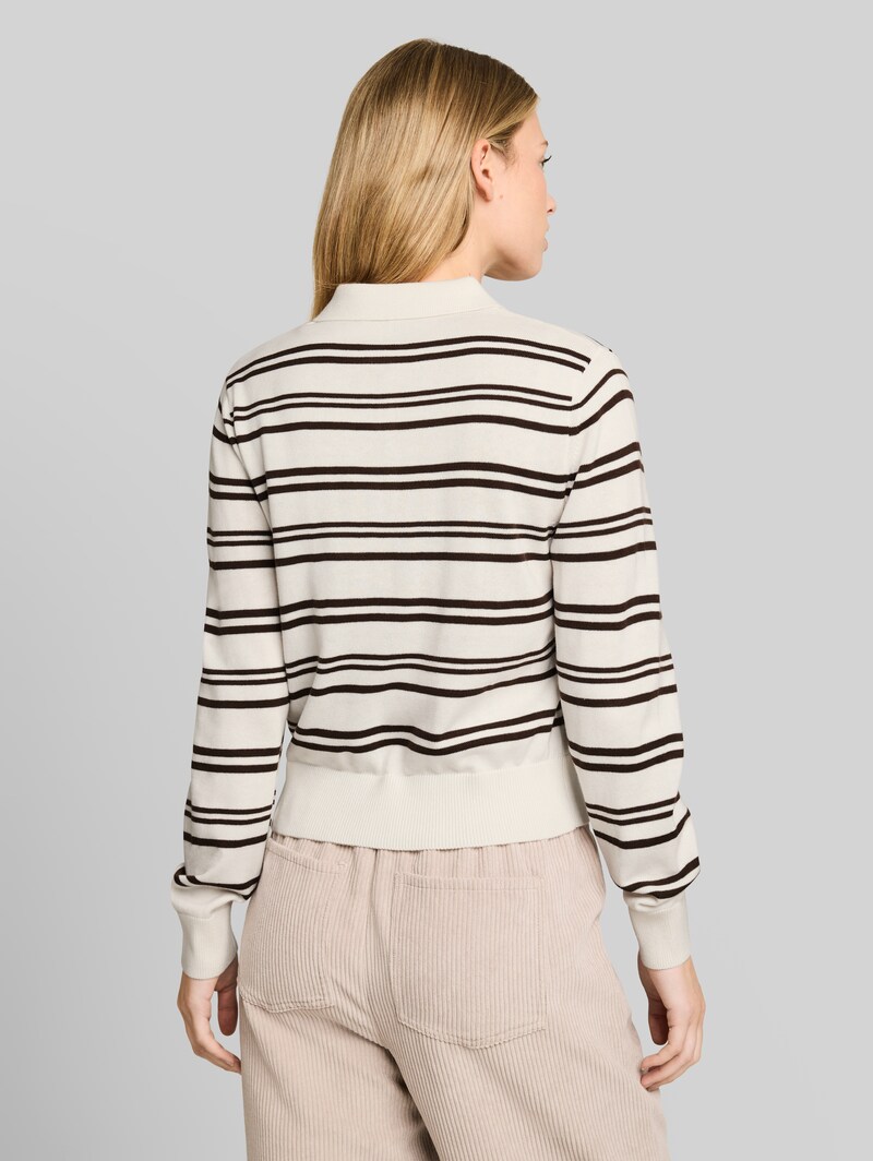 Tom Tailor Strickpullover mit Polokragen - Offwhite Brown Stripe