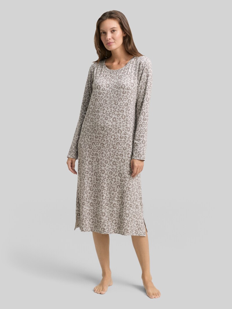 Tom Tailor Nachthemd mit Leo-Print - Grey-medium-allover