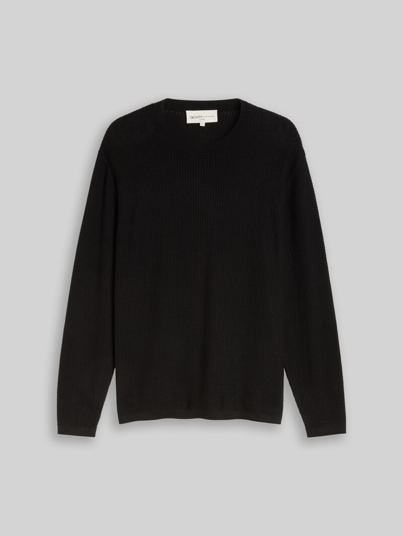 Tom Tailor Loose Fit Strickpullover aus Baumwolle - Black