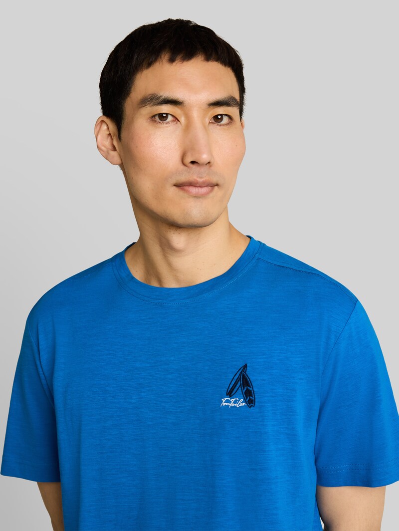 Tom Tailor T-Shirt mit Stickerei - Surf Blue