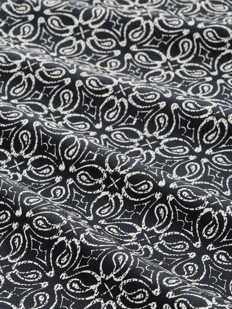 Tom Tailor Comfort Fit Kurzarmhemd im Hawaii-Look - Navy Mosaic Design
