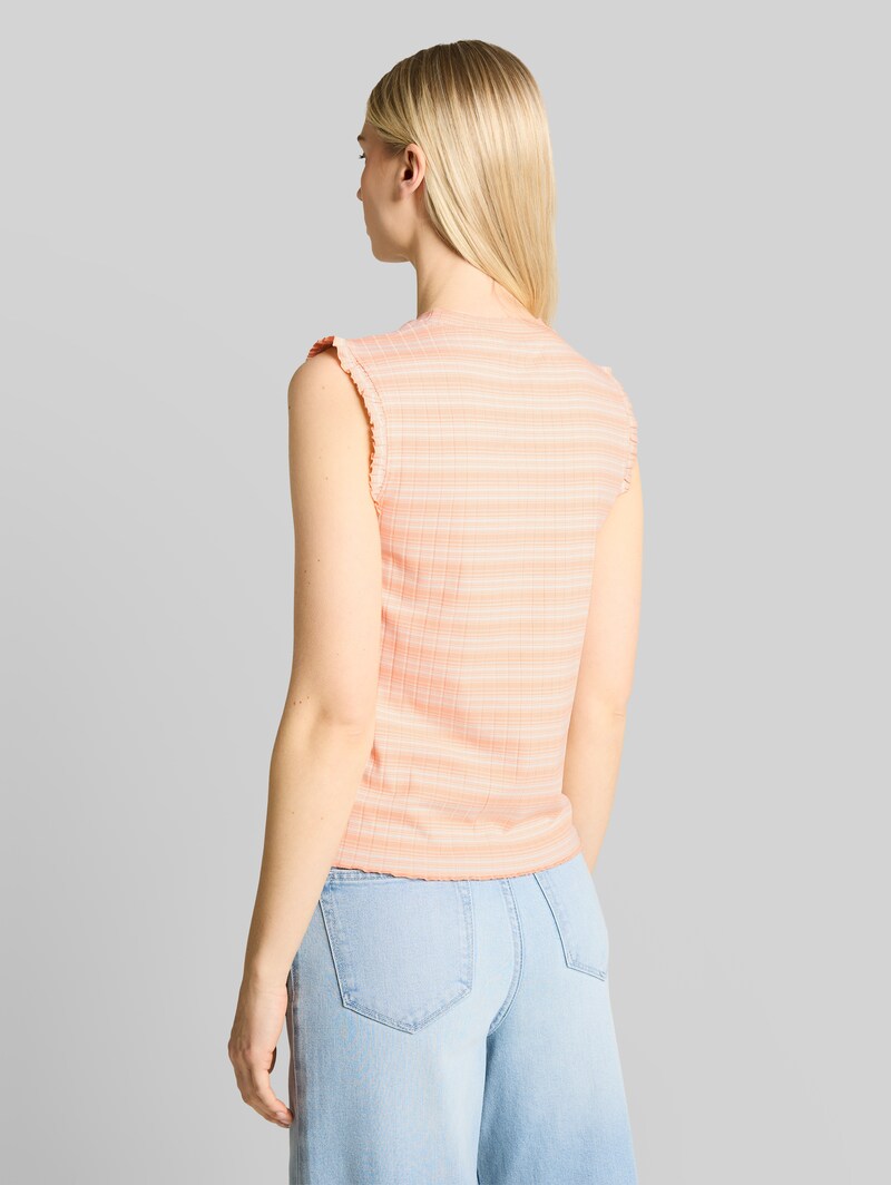 Tom Tailor Top mit Streifenmuster - Apricot White Gradient Stripe