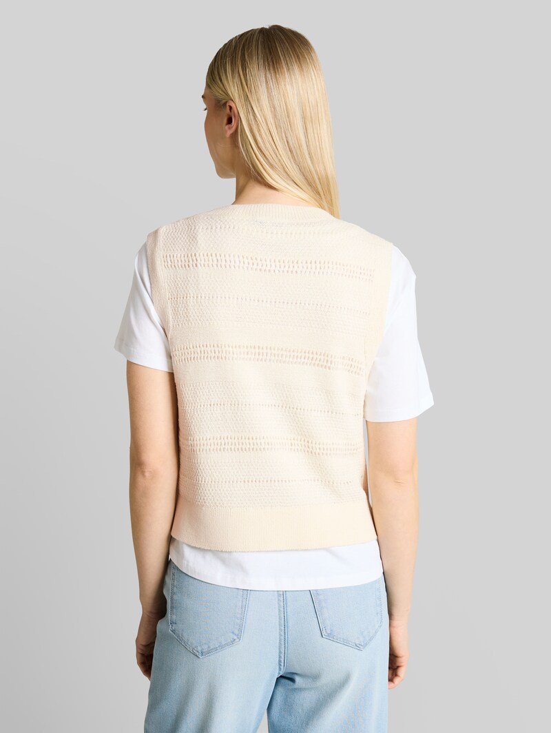 Tom Tailor Pullunder mit Lochmuster - Gardenia White