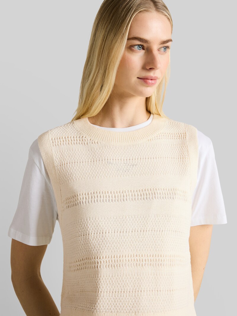 Tom Tailor Pullunder mit Lochmuster - Gardenia White